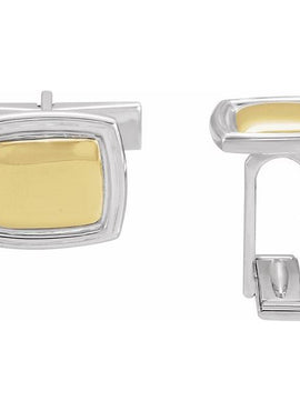 Sterling Silver & 14K Yellow Gold 14x16 mm Square Cuff Links