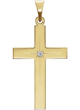 14K White Gold .0075 CT Natural Diamond Cross 18