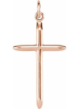 14K Rose Gold 25.7x14 mm Cross Pendant