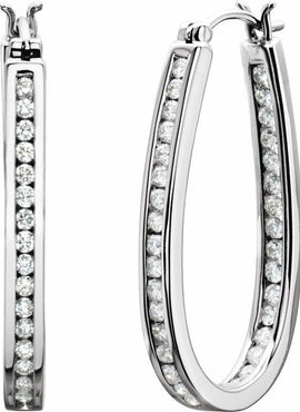 14K Yellow Gold 1/4 CTW Natural Diamond Inside-Outside Hinged Hoop Earrings