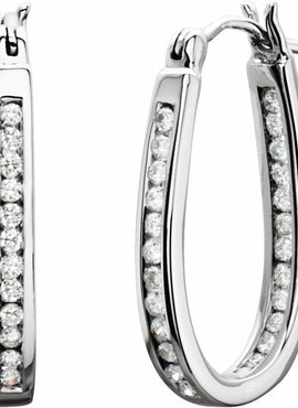 14K Yellow Gold 1/4 CTW Natural Diamond Inside-Outside Hinged Hoop Earrings