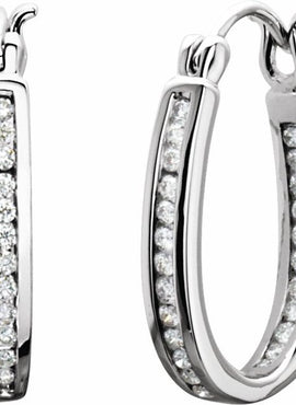 14K Yellow Gold 1/4 CTW Natural Diamond Inside-Outside Hinged Hoop Earrings