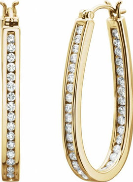 14K Yellow Gold 1/4 CTW Natural Diamond Inside-Outside Hinged Hoop Earrings