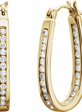 14K Yellow Gold 1/4 CTW Natural Diamond Inside-Outside Hinged Hoop Earrings