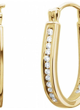 14K Yellow Gold 1/4 CTW Natural Diamond Inside-Outside Hinged Hoop Earrings