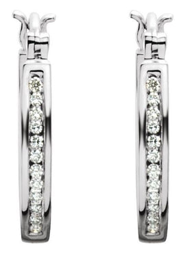 14K Yellow Gold 1/4 CTW Natural Diamond Inside-Outside Hinged Hoop Earrings