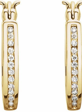 14K Yellow Gold 1/4 CTW Natural Diamond Inside-Outside Hinged Hoop Earrings