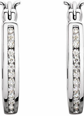 14K Yellow Gold 1/4 CTW Natural Diamond Inside-Outside Hinged Hoop Earrings