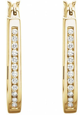14K Yellow Gold 1/4 CTW Natural Diamond Inside-Outside Hinged Hoop Earrings