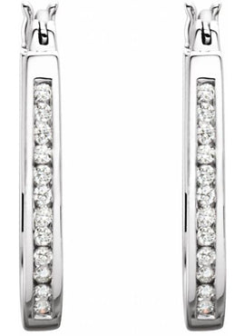 14K Yellow Gold 1/4 CTW Natural Diamond Inside-Outside Hinged Hoop Earrings