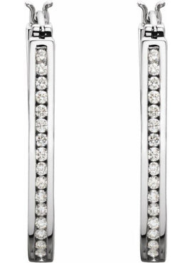 14K Yellow Gold 1/4 CTW Natural Diamond Inside-Outside Hinged Hoop Earrings