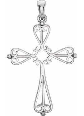 14K White Gold Cross Pendant