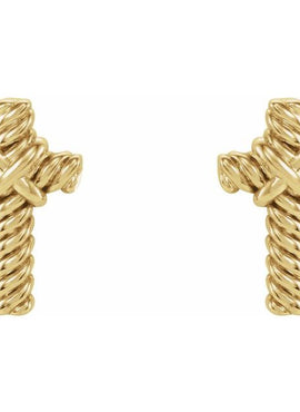 14K White Gold Rope Cross Earrings