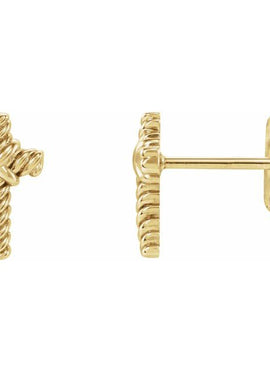 14K White Gold Rope Cross Earrings