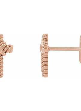 14K White Gold Rope Cross Earrings