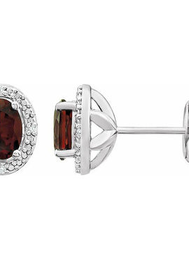 Sterling Silver Natural Mozambique Garnet & .025 CTW Natural Diamond Earrings