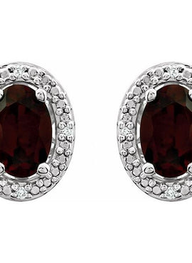 Sterling Silver Natural Mozambique Garnet & .025 CTW Natural Diamond Earrings