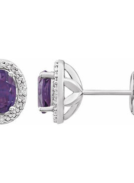 Sterling Silver Natural Mozambique Garnet & .025 CTW Natural Diamond Earrings