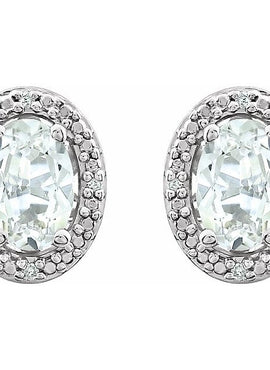Sterling Silver Natural Mozambique Garnet & .025 CTW Natural Diamond Earrings