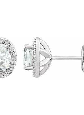 Sterling Silver Natural Mozambique Garnet & .025 CTW Natural Diamond Earrings