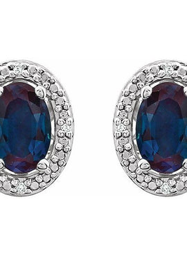 Sterling Silver Natural Mozambique Garnet & .025 CTW Natural Diamond Earrings