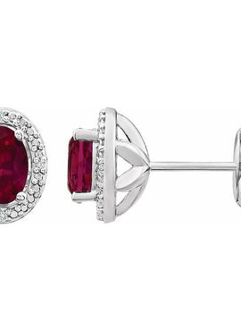 Sterling Silver Natural Mozambique Garnet & .025 CTW Natural Diamond Earrings