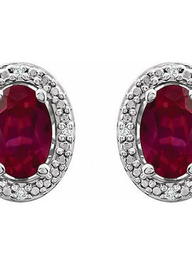 Sterling Silver Natural Mozambique Garnet & .025 CTW Natural Diamond Earrings