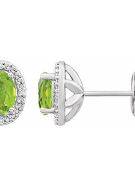 Sterling Silver Natural Mozambique Garnet & .025 CTW Natural Diamond Earrings