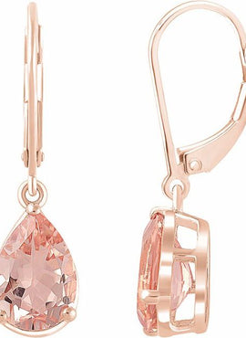 14K Rose Gold Natural Pink Morganite Earrings