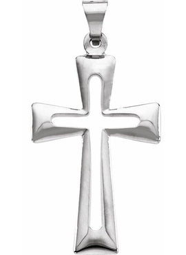 14K White Gold 31.5x18 mm Cross Pendant