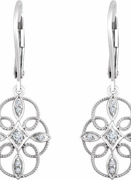 Sterling Silver 1/10 CTW Natural Diamond Filigree Earrings