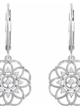 14K White Gold 1/5 CTW Natural Diamond Granulated Filigree Earrings
