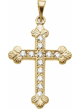 14K Yellow Gold 1/4 CTW Natural Diamond Cross Pendant