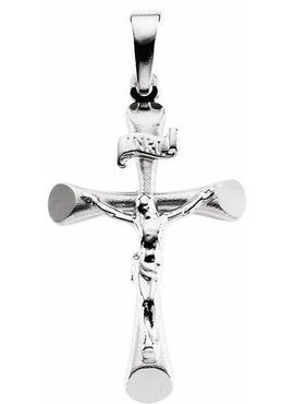 14K White Gold 24x16 mm Crucifix Pendant
