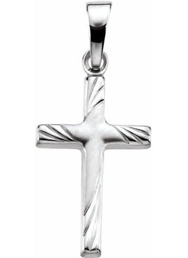 14K White Gold 17.5x12 Cross Pendant