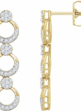 14K Yellow Gold 1/2 CTW Natural Diamond Geometric Earrings