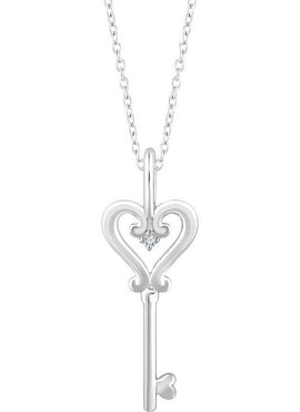 Sterling Silver .006 CT Natural Diamond Key 16-18
