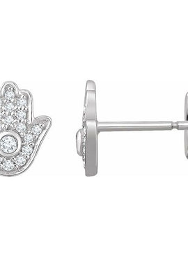 14K Yellow Gold 1/5 CTW Natural Diamond Hamsa Earrings
