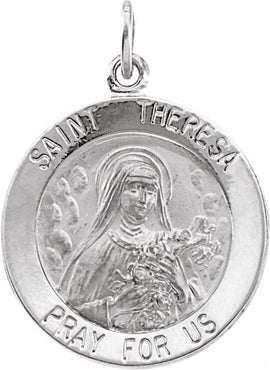 Sterling Silver 15 mm Round St. Theresa 18