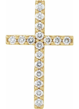 14K Yellow Gold 1/2 CTW Natural Diamond Petite Cross Pendant
