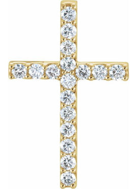 14K Yellow Gold 1/2 CTW Natural Diamond Petite Cross Pendant