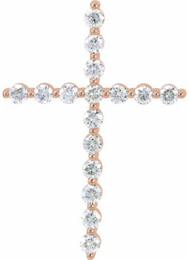 14K Rose Gold 1/5 CTW Natural Diamond Cross Pendant