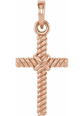 14K White Gold 13.5x8.6 mm Rope Cross Pendant