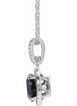 Sterling Silver Natural Mozambique Garnet and .01 CTW Natural Diamond 18