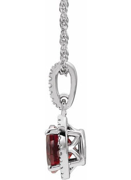 Sterling Silver Natural Mozambique Garnet and .01 CTW Natural Diamond 18