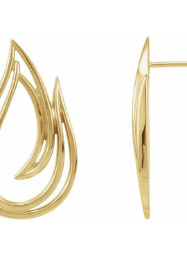 14K Yellow Gold Left Freeform Earring