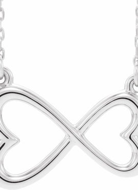 14K White Gold Infinity-Inspired Heart 16-18