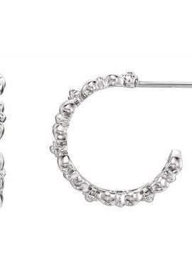 14K White Gold Quatrefoil 12 mm Hoop Earrings