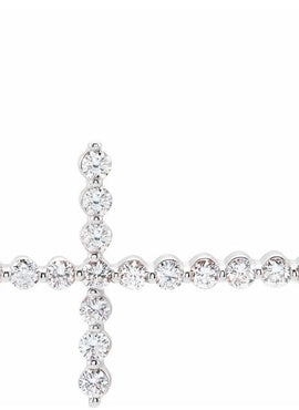 14K White Gold 1/4 CTW Natural Diamond Sideways Cross 16-18