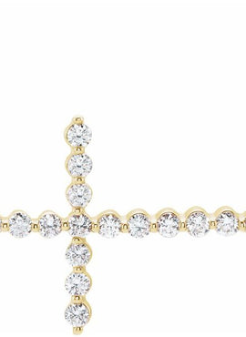 14K White Gold 1/4 CTW Natural Diamond Sideways Cross 16-18